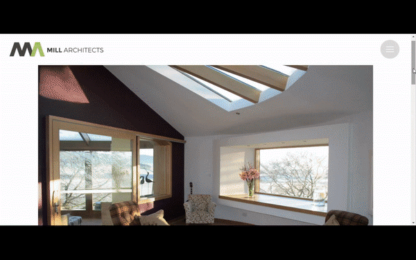 The service page of a website redesigned for Mill Architects